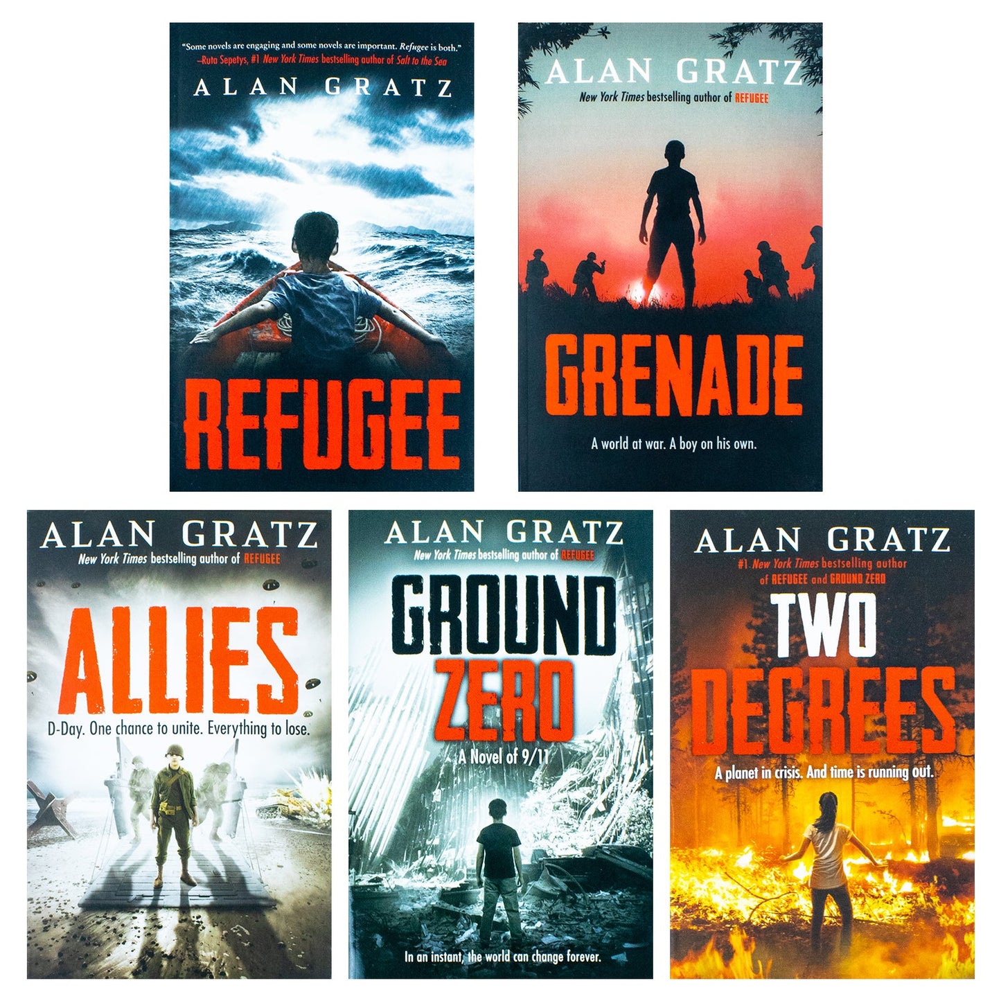 Alan Gratz 5 Books Collection Set (Allies, Two Degrees, Grenade, Refugee, Ground Zero)