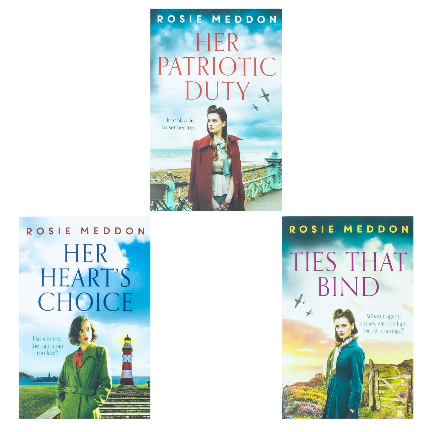 On the Home Front Series 3 Books Collection Set By Rosie Meddon (Her Heart's Choice, Ties That Bind and Her Patriotic Duty)
