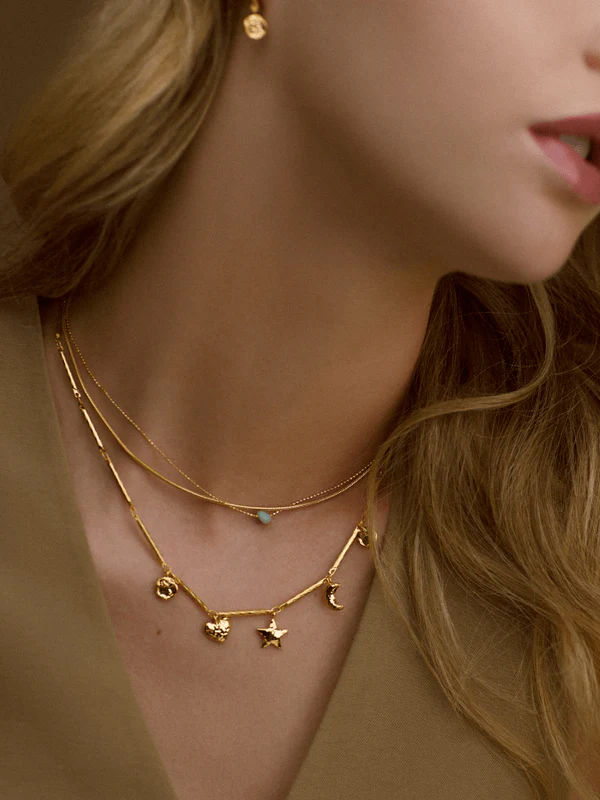 Orelia Bar Link & Molten Charm Necklace