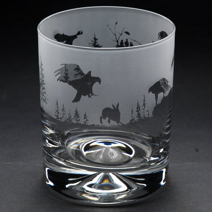 Golden Eagle Whiskey Tumbler Glass - Hand Etched/Engraved Gift