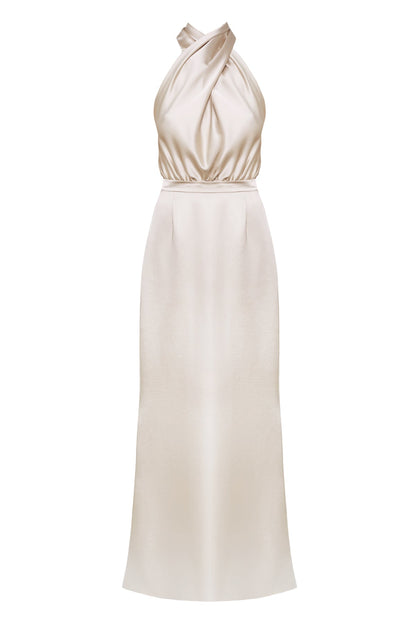 ALIUR champagne X Neckline Evening Dress