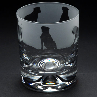 American Bulldog Dog Whiskey Tumbler Glass - Hand Etched/Engraved Gift