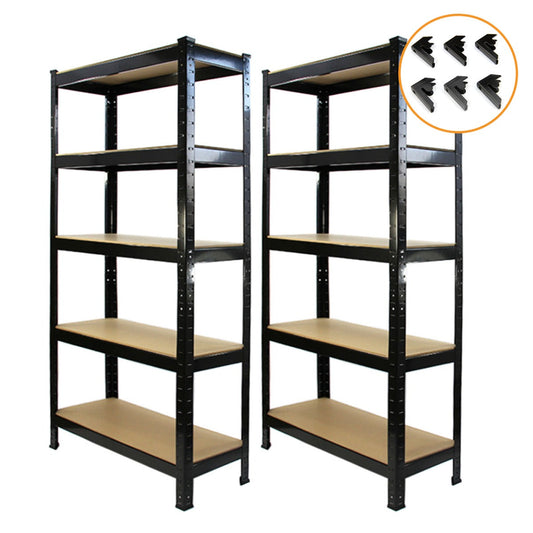 2 x T-RAX Black Metal Racking Units 75cm x 150cm x 30cm with Free Bay Connectors