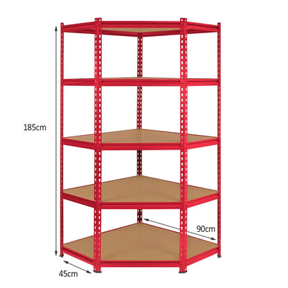 Monster Racking Z-Rax Corner Storage Shelf Unit, Red, 90cm Wide