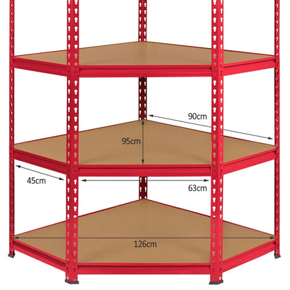 Monster Racking Z-Rax Corner Storage Shelf Unit, Red, 90cm Wide