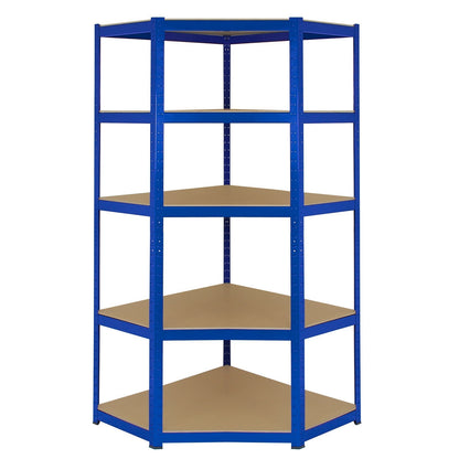 Monster Racking T-Rax Corner Shelving Unit & 4x 90cm Garage Storage Bays, Blue F1