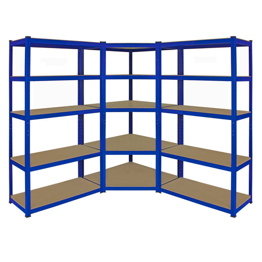 Monster Racking T-Rax Corner Shelving Unit & 2 x 90cm Garage Storage Bays, Blue