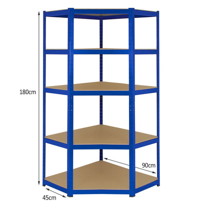 Monster Racking T-Rax Corner Shelving Unit & 4x 90cm Garage Storage Bays, Blue F1