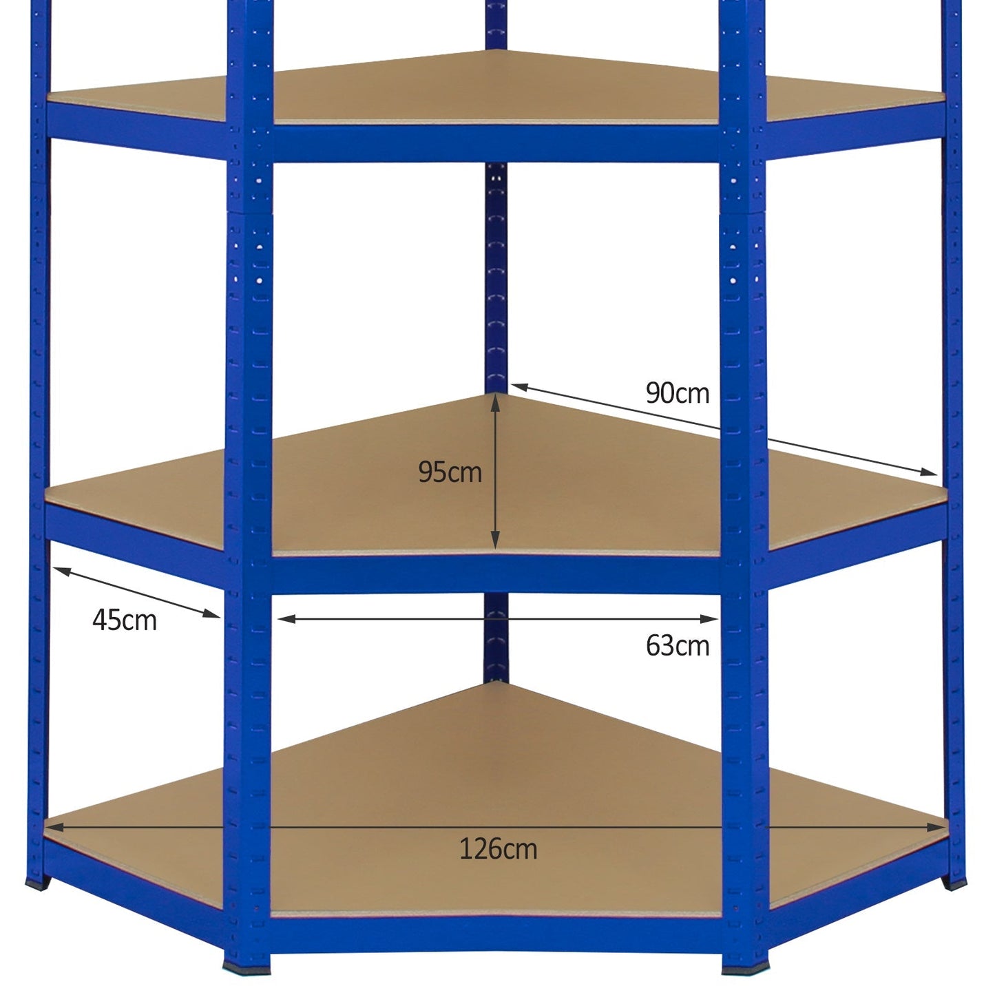 Monster Racking T-Rax Corner Storage Shelf Unit, Blue, 90cm Wide