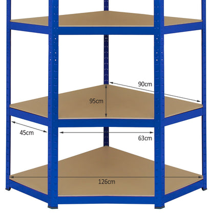 Monster Racking T-Rax Corner Storage Shelf Unit, Blue, 90cm Wide