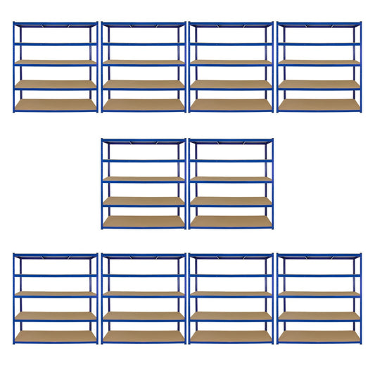 Monster Racking T-Rax 10 x Extra Wide Storage Shelves, Blue, 160cm W, 60cm D