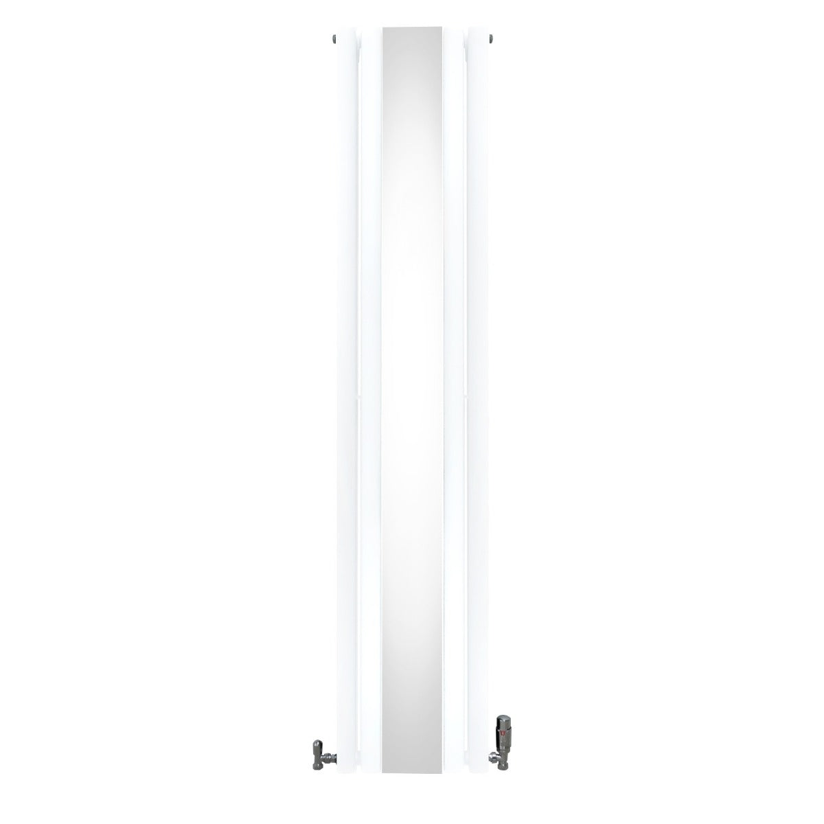 Oval Mirror Radiator & Valves - 1800mm x 380mm - White