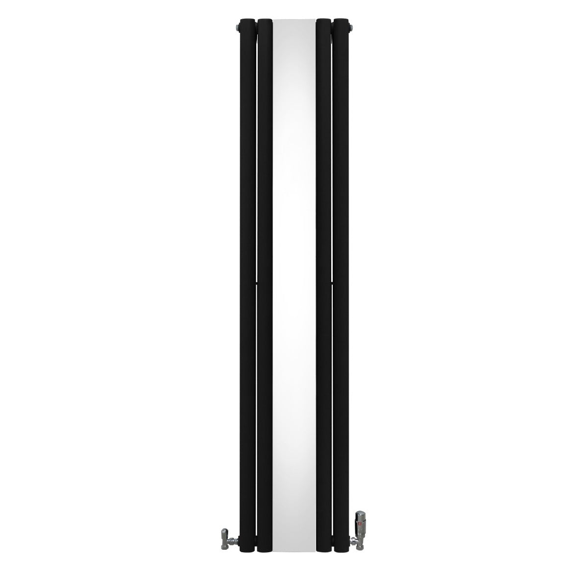 Oval Mirror Radiator & Valves - 1800mm x 380mm - Black