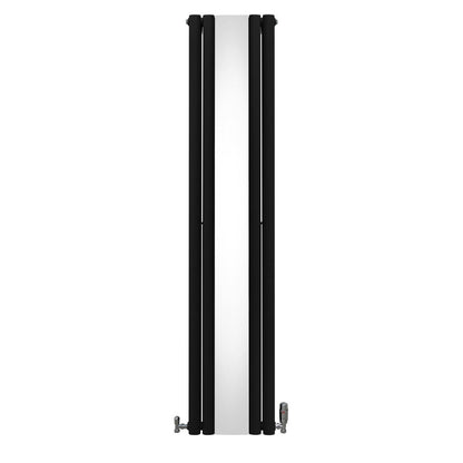 Oval Mirror Radiator & Valves - 1800mm x 380mm - Black