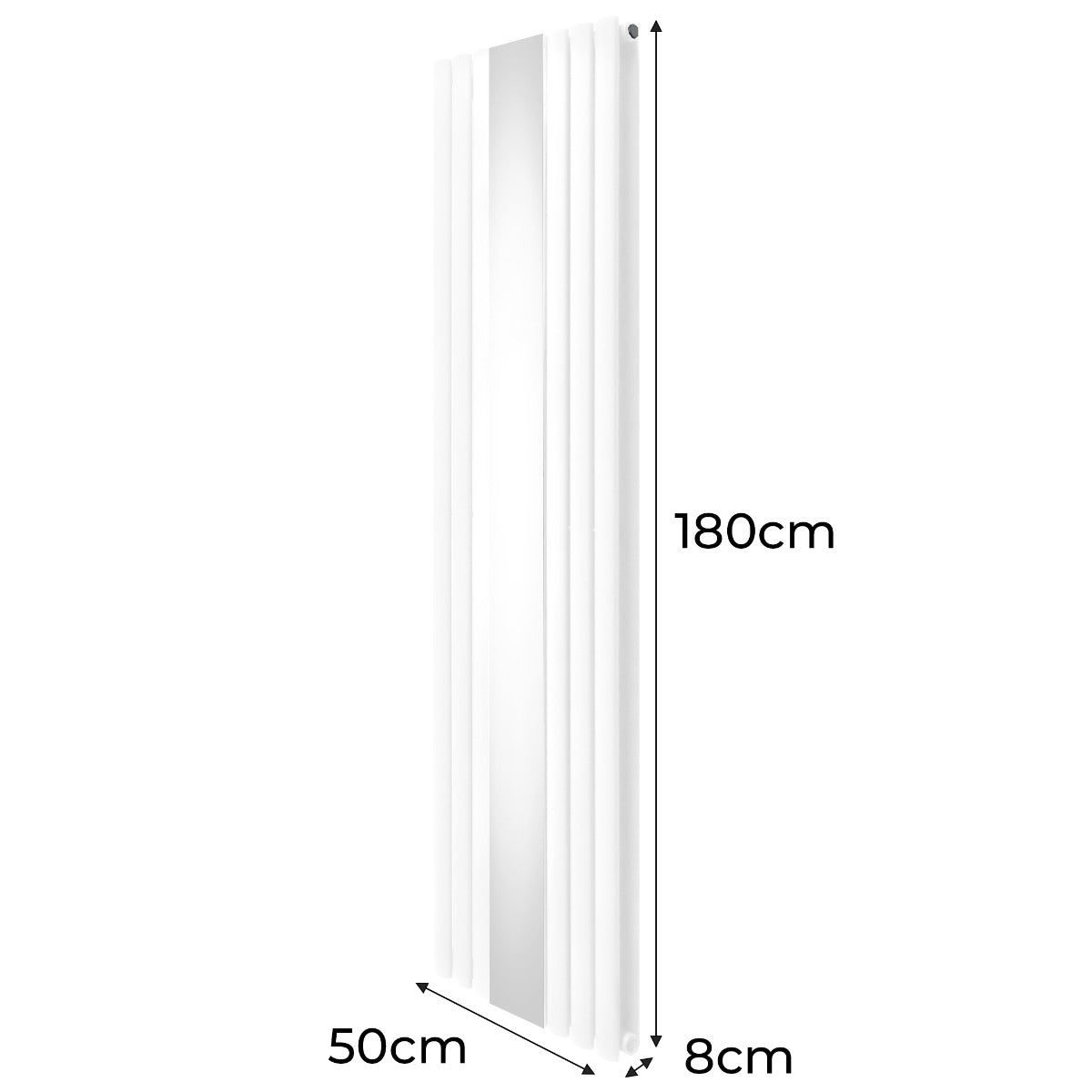 Oval Mirror Radiator & Valves - 1800mm x 500mm - White