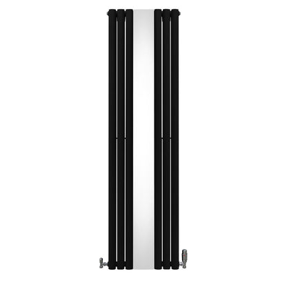 Oval Mirror Radiator & Valves - 1800mm x 500mm - Black