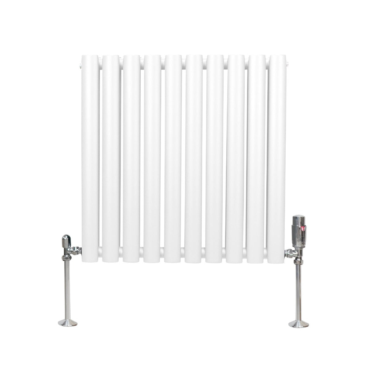 Oval Column Radiator & Valves - 600mm x 600mm – White