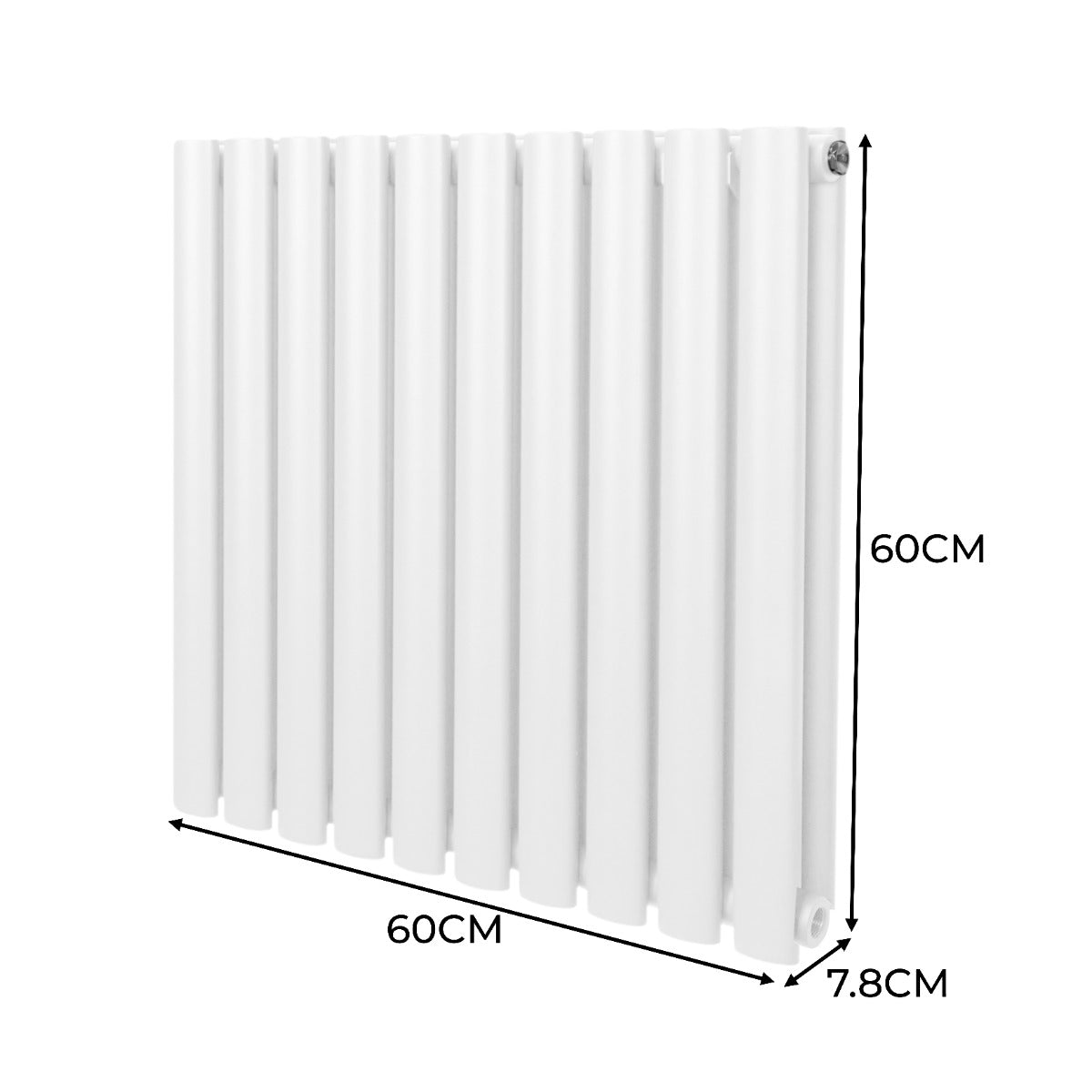 Oval Column Radiator & Valves - 600mm x 600mm – White