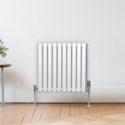 Oval Column Radiator & Valves - 600mm x 600mm – White