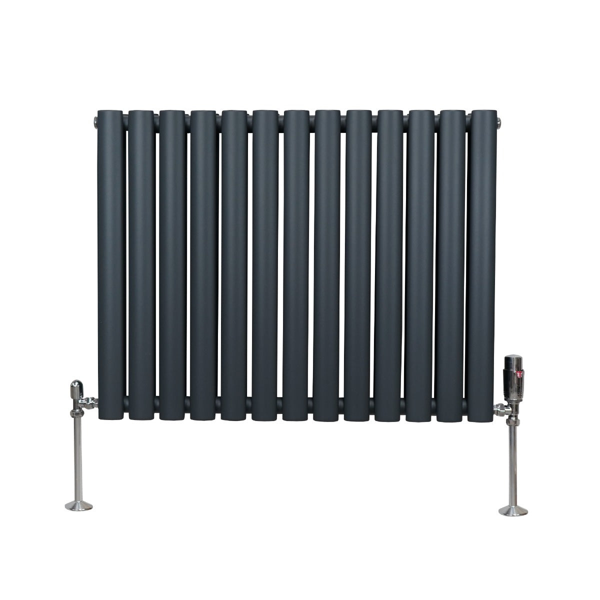 Oval Column Radiator & Valves - 600mm x 780mm – Anthracite Grey