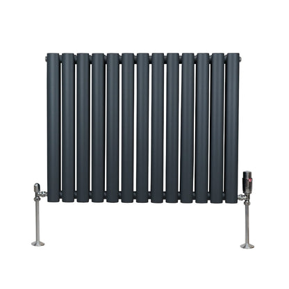 Oval Column Radiator & Valves - 600mm x 780mm – Anthracite Grey