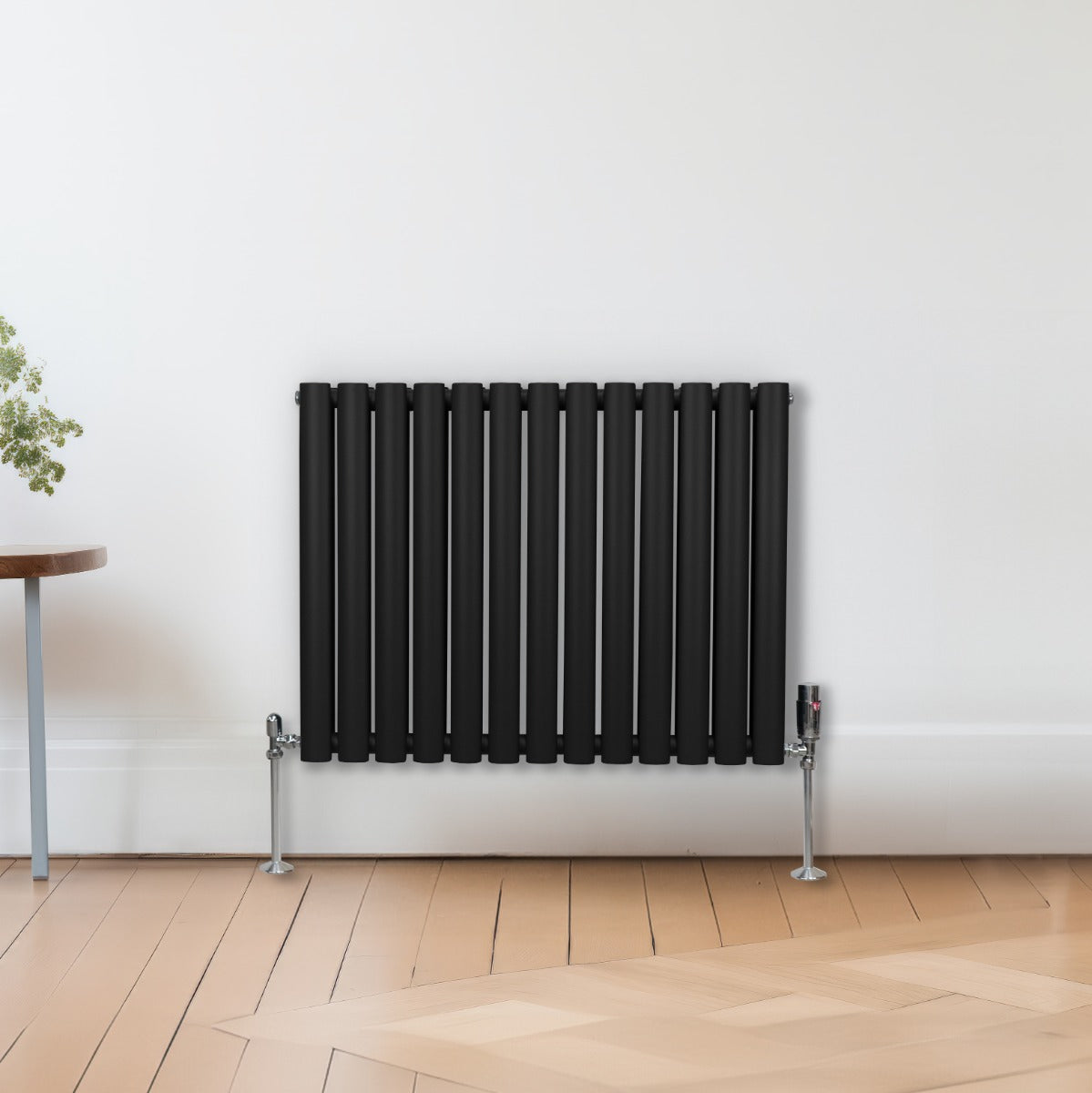 Oval Column Radiator & Valves - 600mm x 780mm – Black