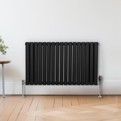 Oval Column Radiator & Valves - 600mm x 1020mm – Black