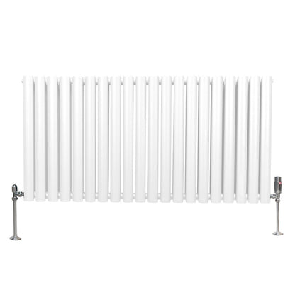 Oval Column Radiator & Valves - 600mm x 1200mm – White