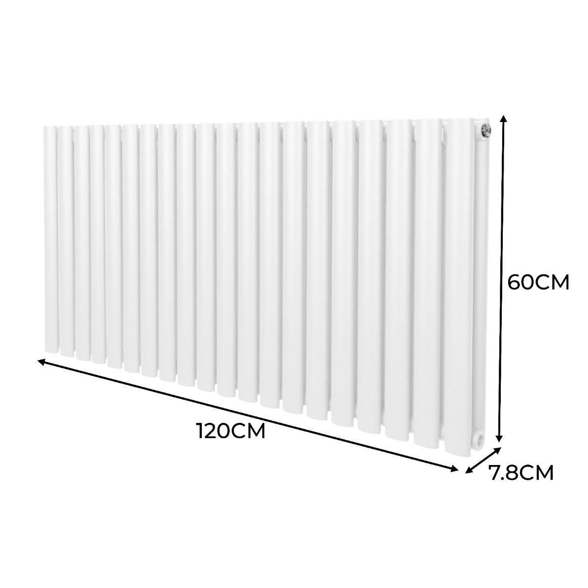 Oval Column Radiator & Valves - 600mm x 1200mm – White