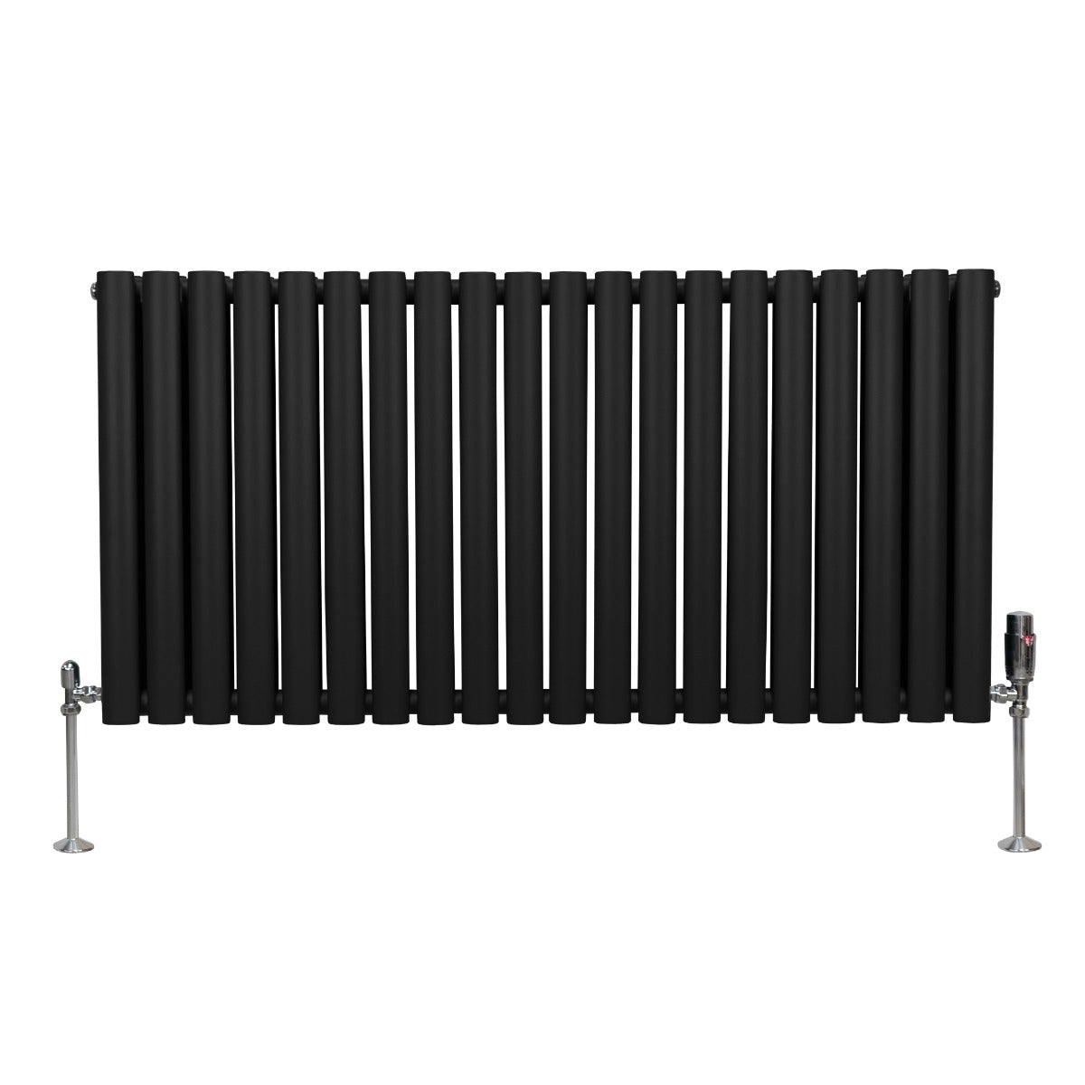 Oval Column Radiator & Valves - 600mm x 1200mm – Black