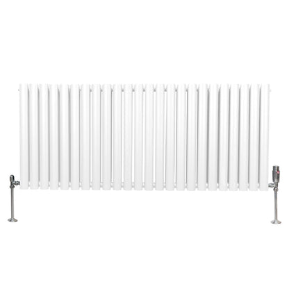 Oval Column Radiator & Valves - 600mm x 1440mm – White