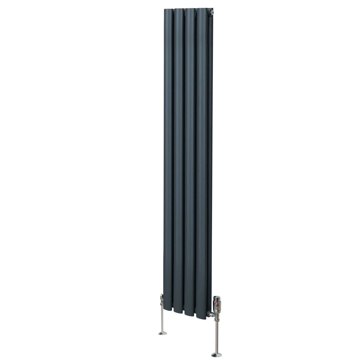 Oval Column Radiator & Valves - 1600mm x 240mm – Anthracite Grey