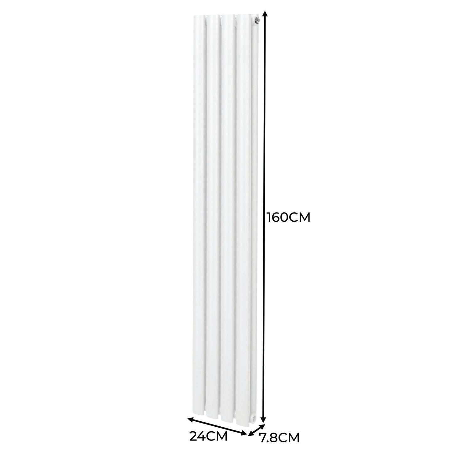 Oval Column Radiator & Valves - 1600mm x 240mm – White