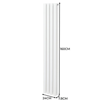 Oval Column Radiator & Valves - 1600mm x 240mm – White