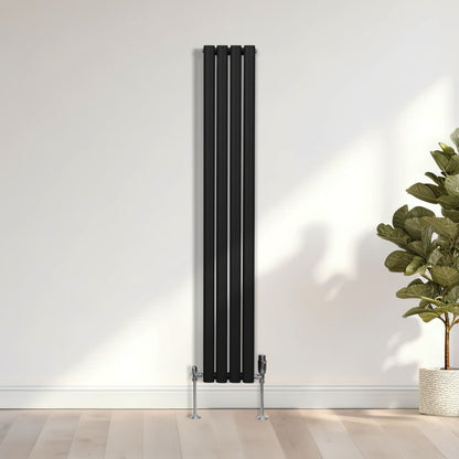 Oval Column Radiator & Valves - 1600mm x 240mm – Black