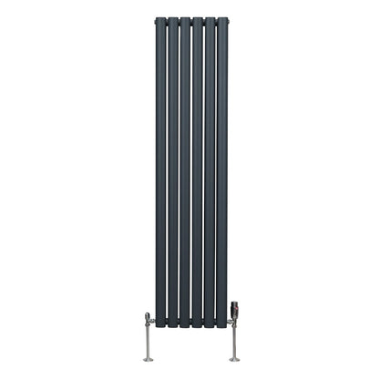 Oval Column Radiator & Valves - 1600mm x 360mm – Anthracite Grey