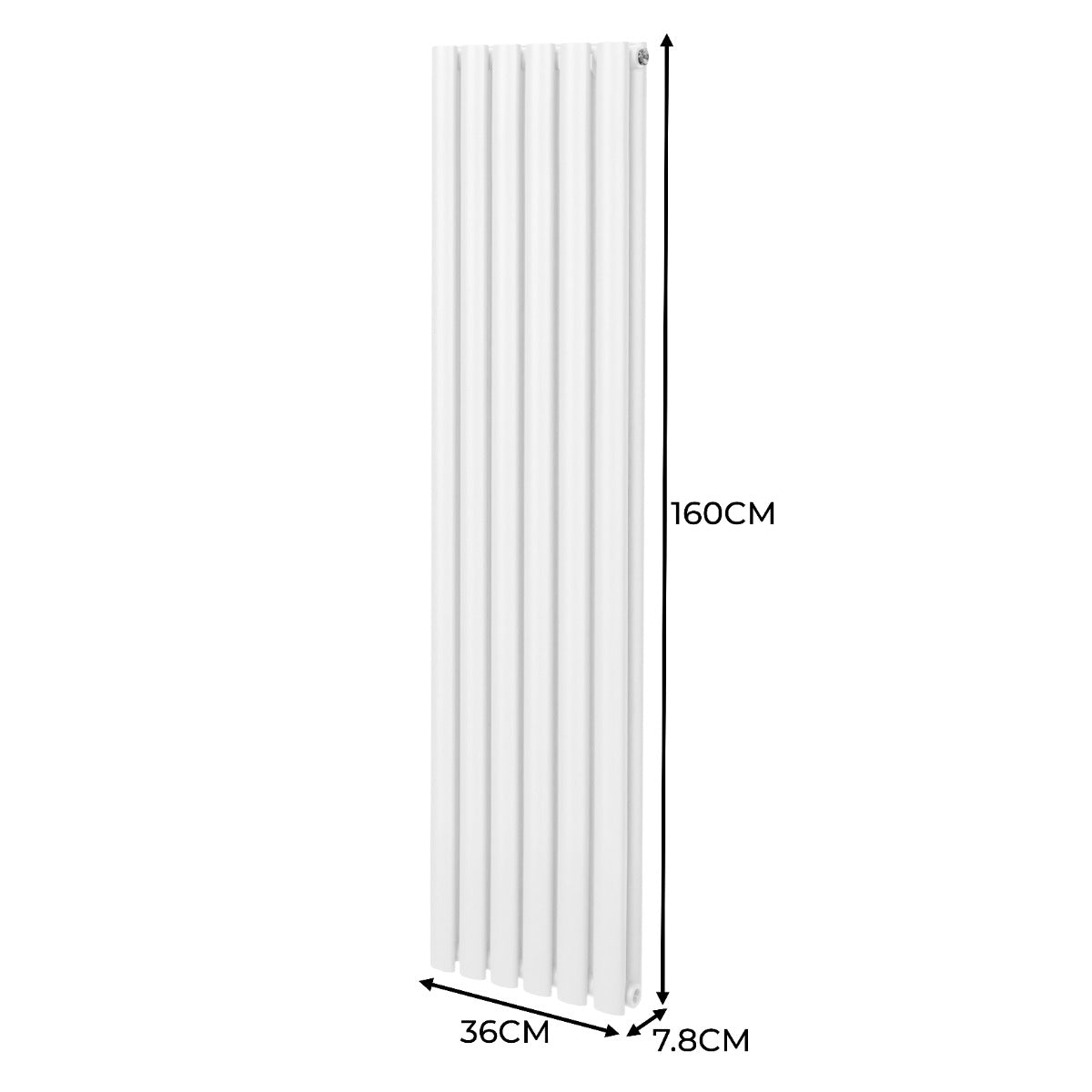 Oval Column Radiator & Valves - 1600mm x 360mm – White