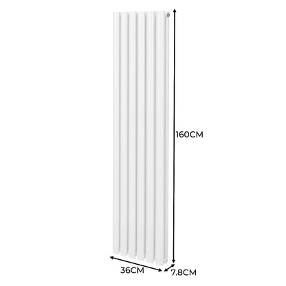 Oval Column Radiator & Valves - 1600mm x 360mm – White