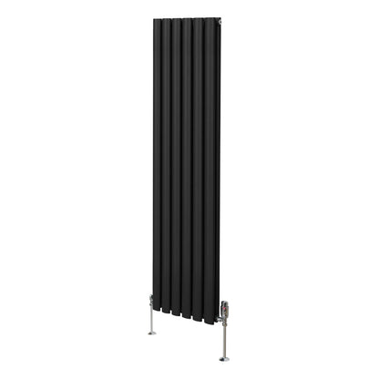 Oval Column Radiator & Valves - 1600mm x 360mm – Black