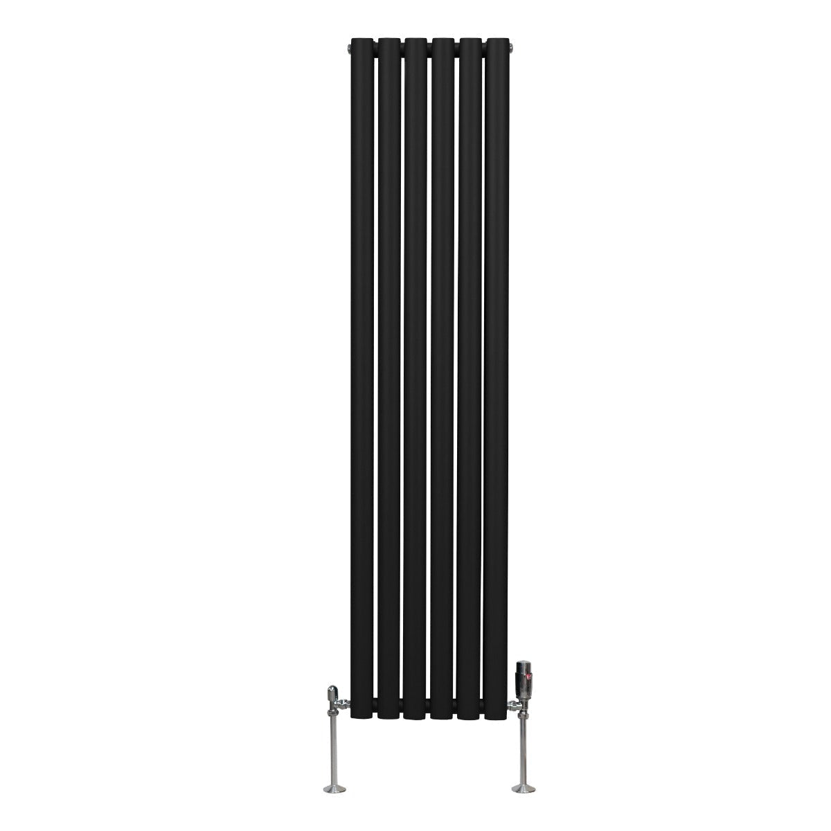 Oval Column Radiator & Valves - 1600mm x 360mm – Black