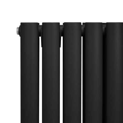 Oval Column Radiator & Valves - 1600mm x 360mm – Black