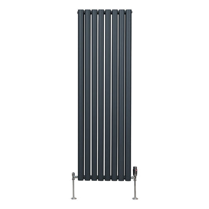 Oval Column Radiator & Valves - 1600mm x 480mm – Anthracite Grey