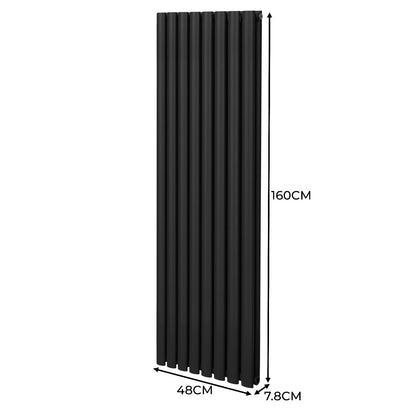 Oval Column Radiator & Valves - 1600mm x 480mm – Black