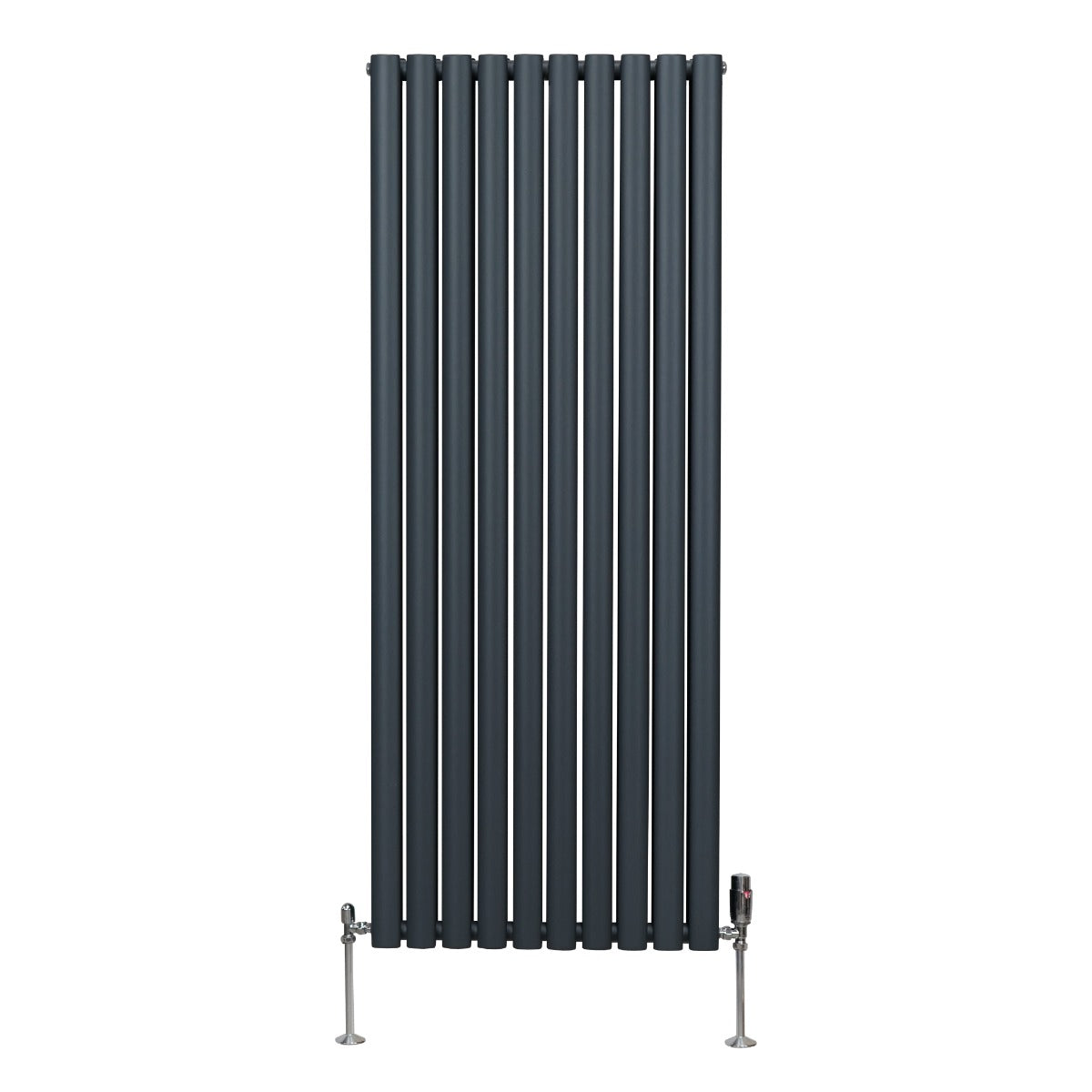 Oval Column Radiator & Valves - 1600mm x 600mm – Anthracite Grey