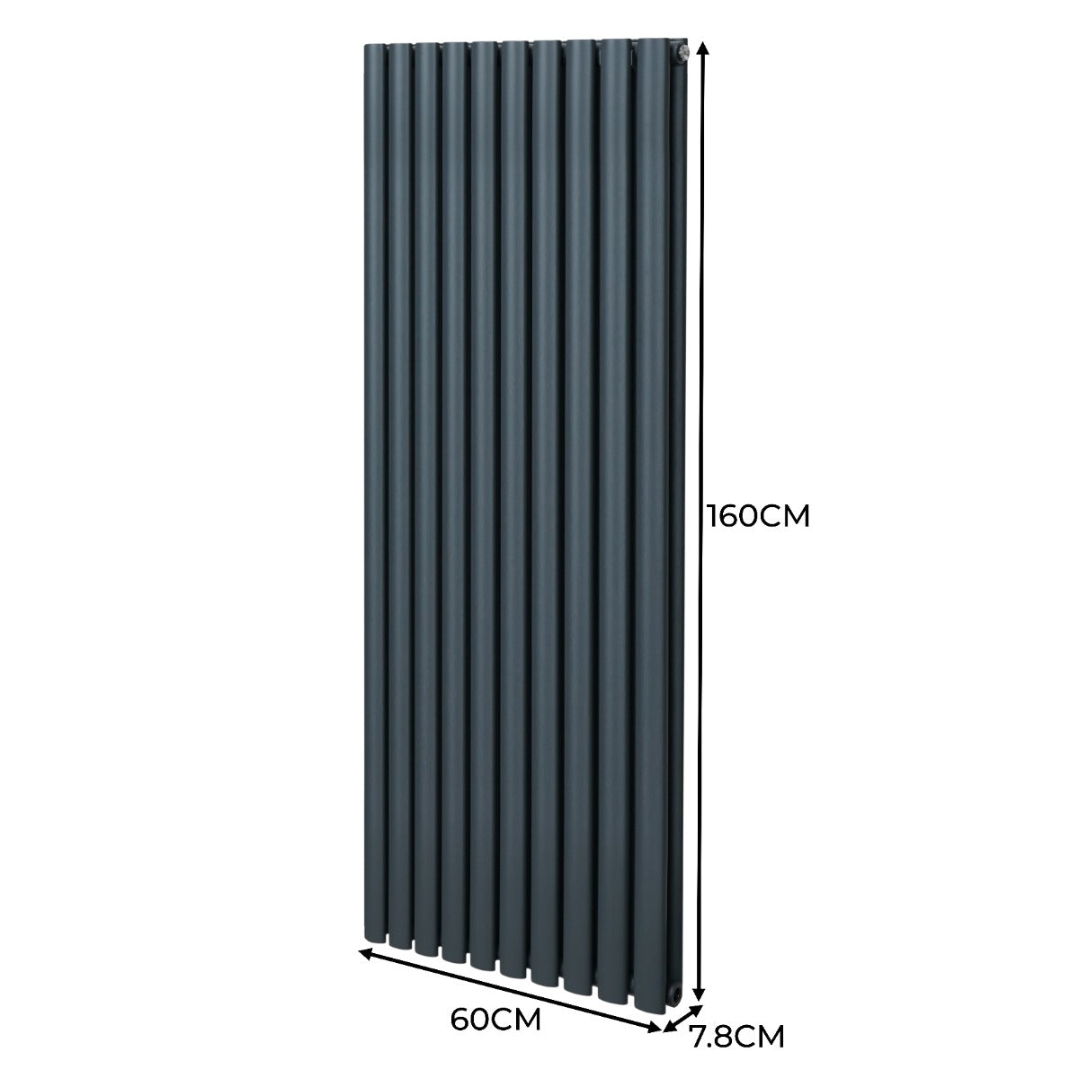 Oval Column Radiator & Valves - 1600mm x 600mm – Anthracite Grey