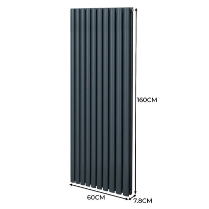 Oval Column Radiator & Valves - 1600mm x 600mm – Anthracite Grey