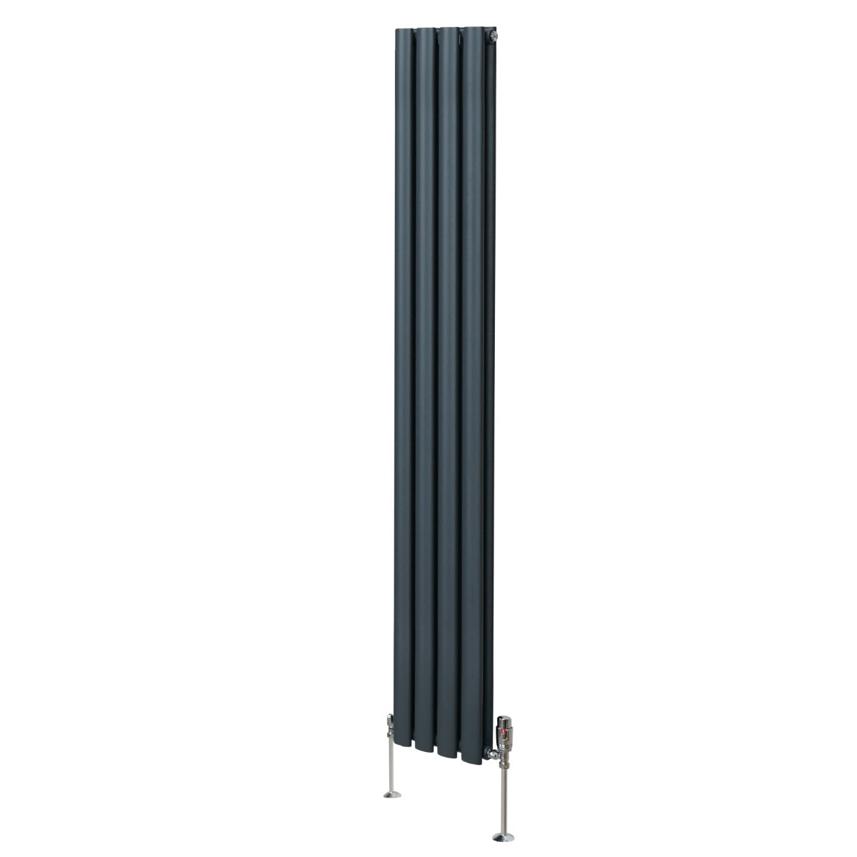 Oval Column Radiator & Valves - 1800mm x 240mm – Anthracite Grey