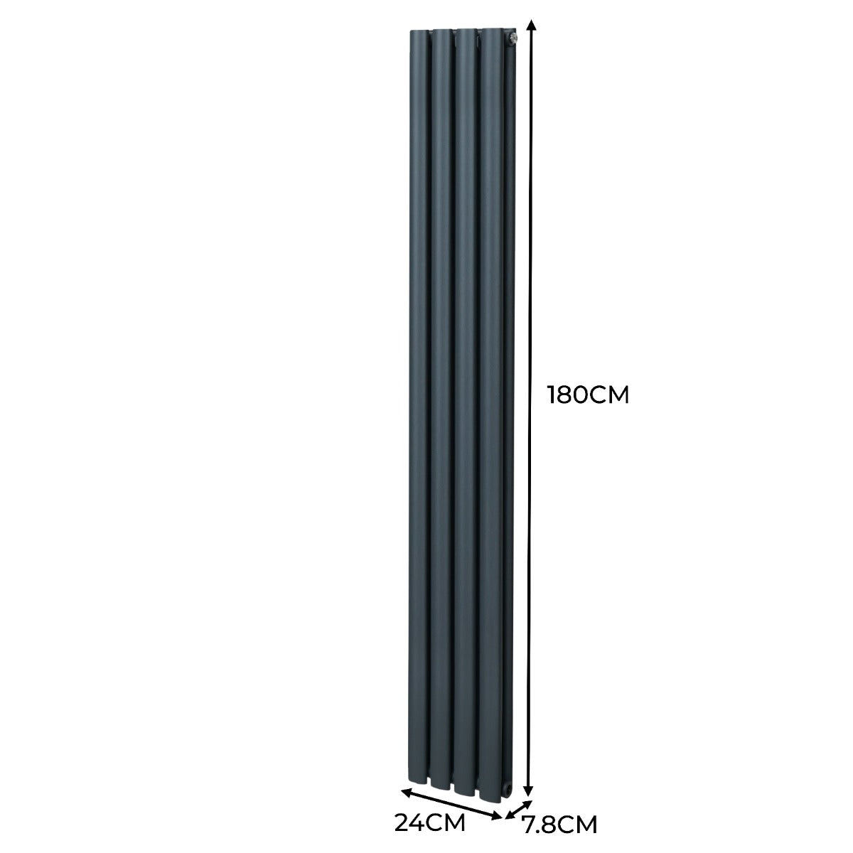 Oval Column Radiator & Valves - 1800mm x 240mm – Anthracite Grey