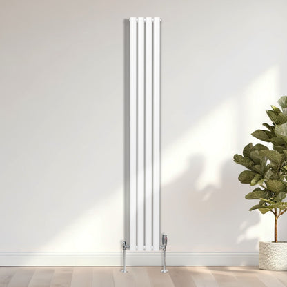 Oval Column Radiator & Valves - 1800mm x 240mm – White