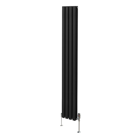 Oval Column Radiator & Valves - 1800mm x 240mm – Black